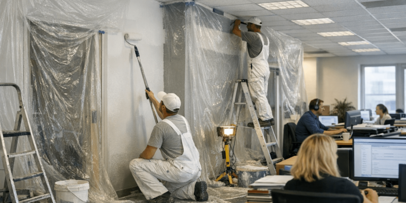 Bürorenovierung im laufenden Betrieb: Wie Maler ohne Ausfallzeiten arbeiten