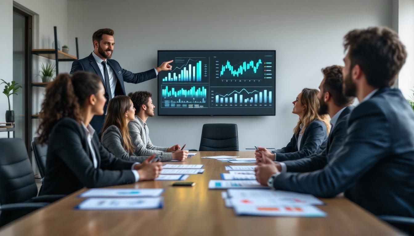 Startup-Gründer präsentieren Pitch Deck vor Investoren