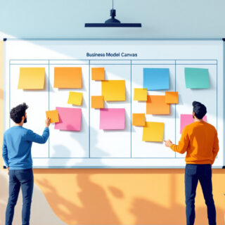 Business Model Canvas mit den neun Bausteinen zur Geschäftsmodell-Entwicklung