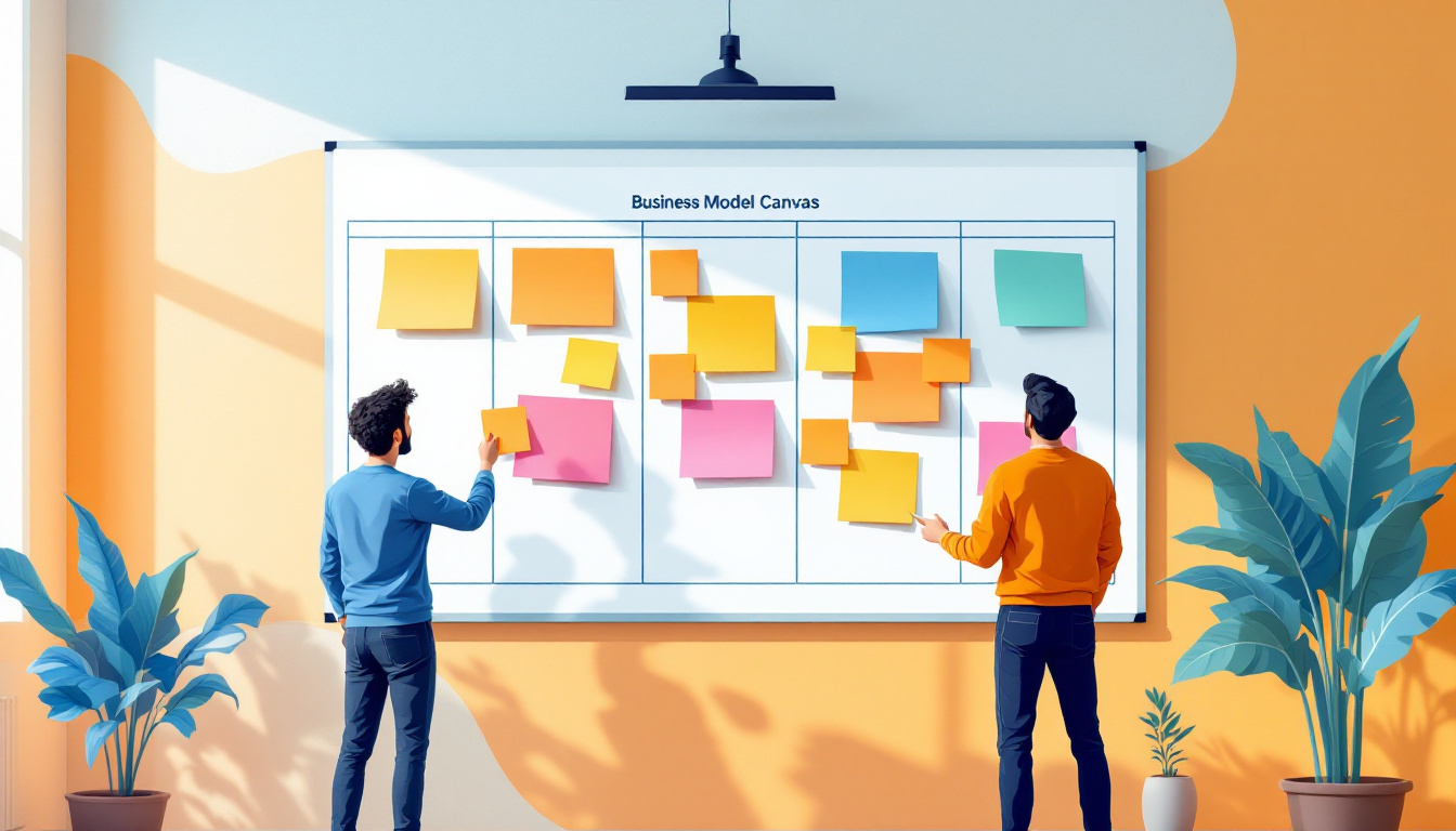 Business Model Canvas mit den neun Bausteinen zur Geschäftsmodell-Entwicklung