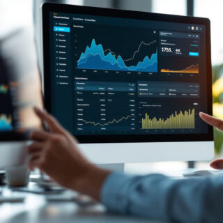 Analyst wertet Kundenbindung und Abwanderung (Churn Rate) am Laptop aus
