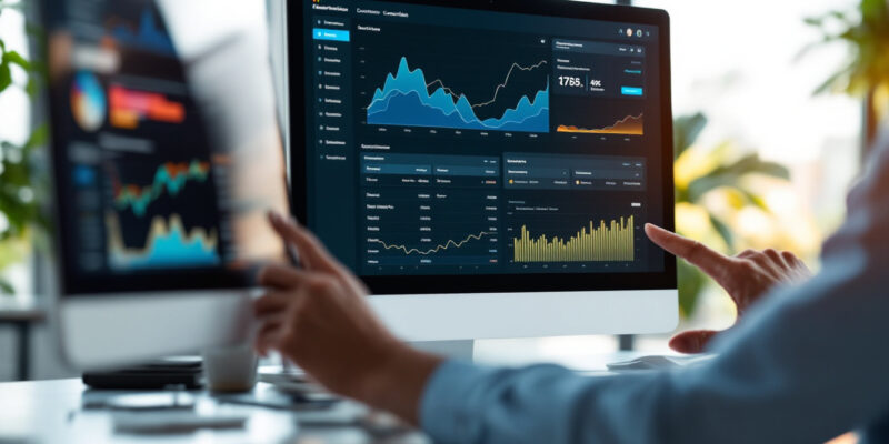 Analyst wertet Kundenbindung und Abwanderung (Churn Rate) am Laptop aus