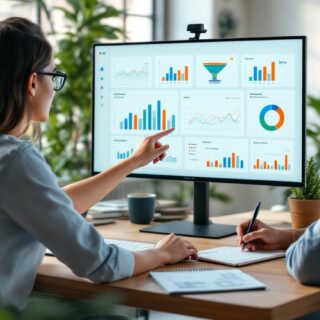 Marketing-Team plant eine kanalübergreifende Paid-Advertising-Strategie mit Kampagnen-Dashboards